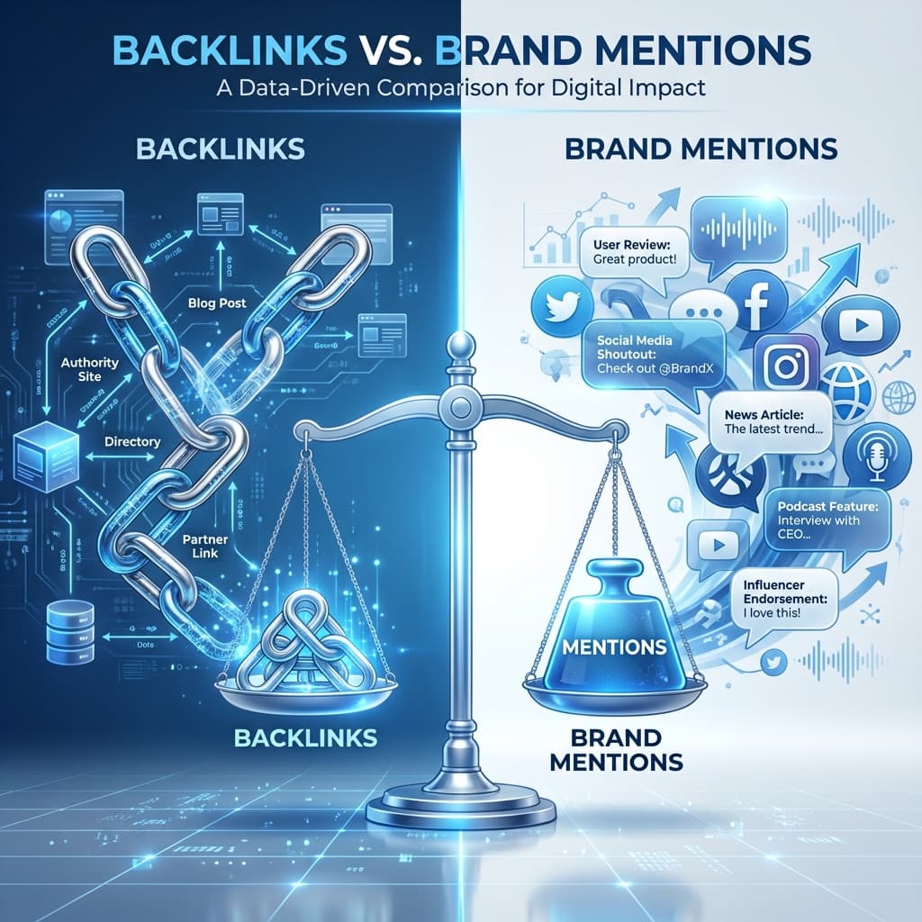 Brand Mentions vs Backlinks Comparison Visualization